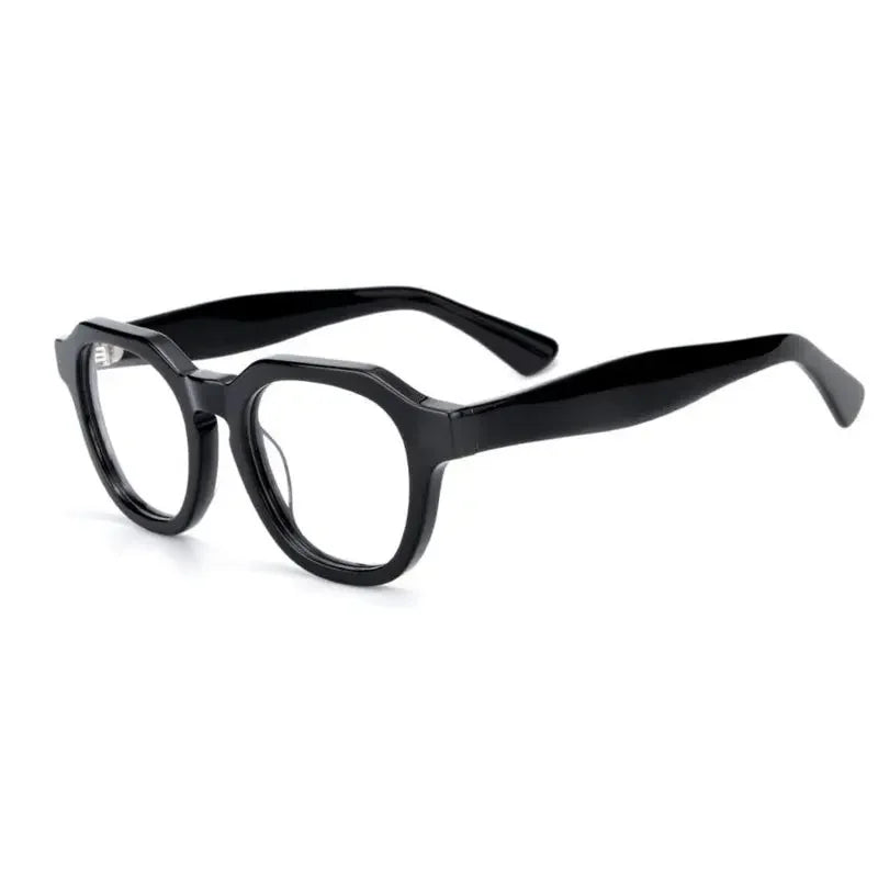 Modern unisex round black reading glasses with flat top frame – Ministry of Sight