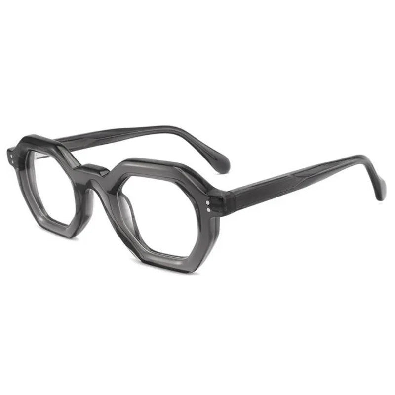 Hexagon geometric reading glasses in smokey grey – Ministry of Sight
