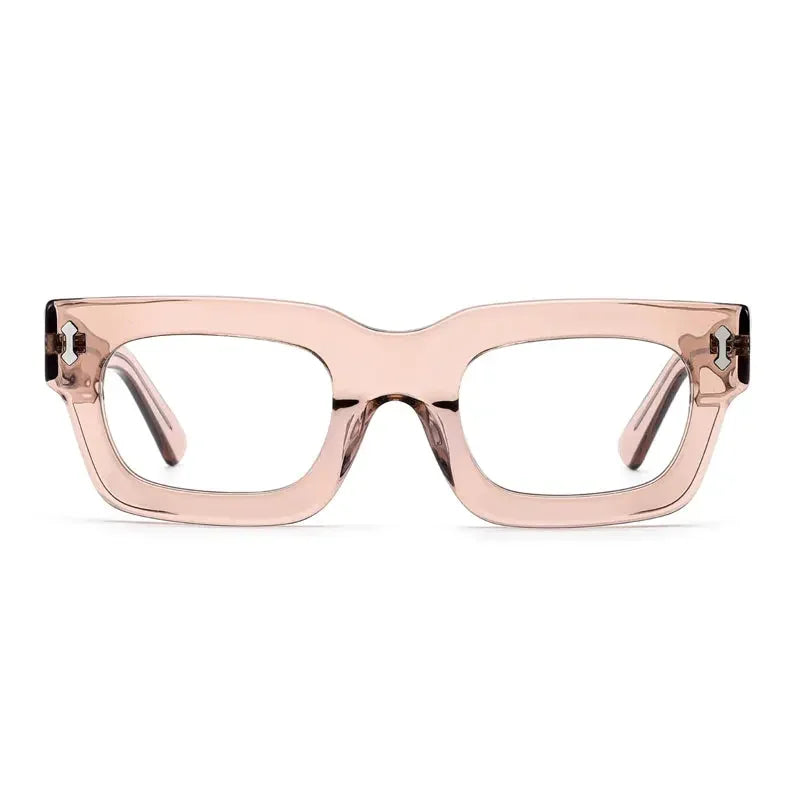 The Extras rectangle thick frame pink reading glasses – Ministry of Sight