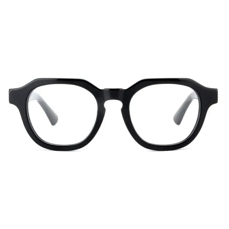 The Flat Top round frame with straight top reading glasses in black for men and women – Ministry of Sight