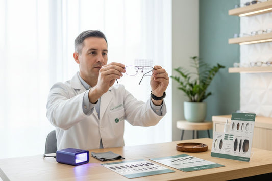 optometrist reading glasses exam