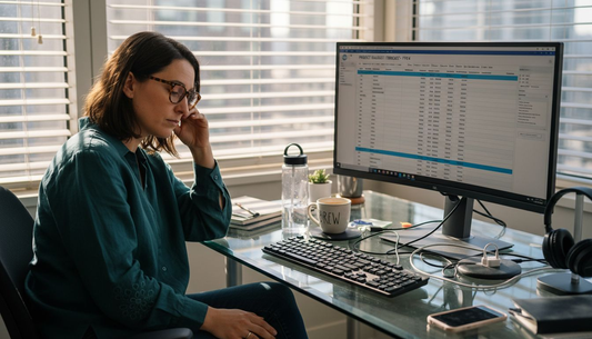 Woman wearing computer glasses in office