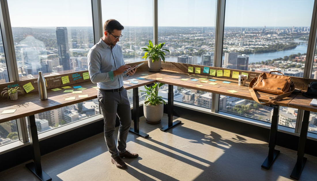 Man in 2026 office wearing clear lens glasses