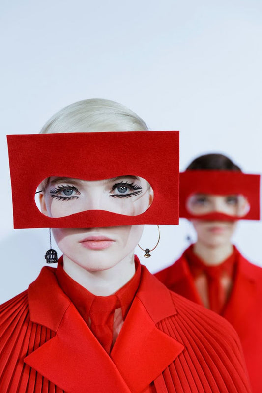 Models with cool red glasses