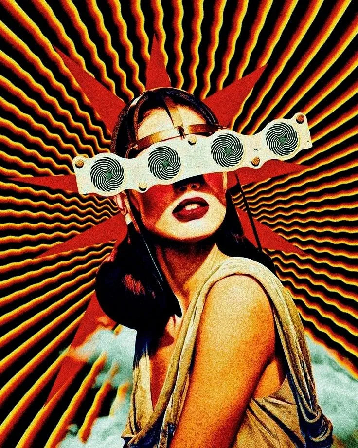 Colourful woman wearing amazing glasses