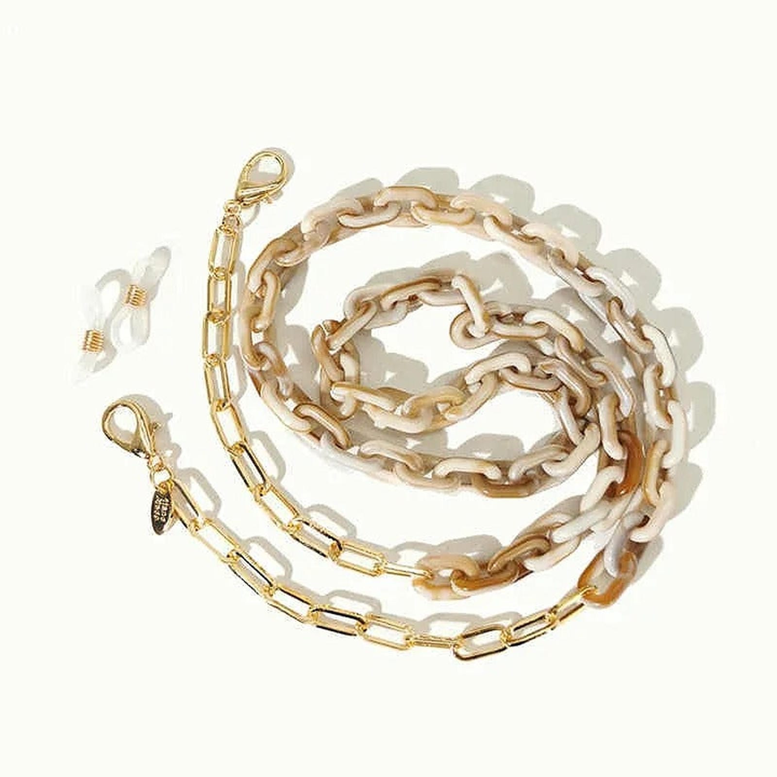 Gold and beige glasses chain strap Tortoiseshell and gold glasses chain Links + Chains - ministry of sight