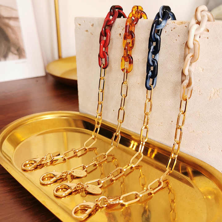 Navy, beige, tortoiseshell and gold links and chains cool lightweight and fun accessory for reading glasses Australia online 