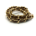 Interwoven glasses chain strap Chanel style gold and brown - Ministry of Style