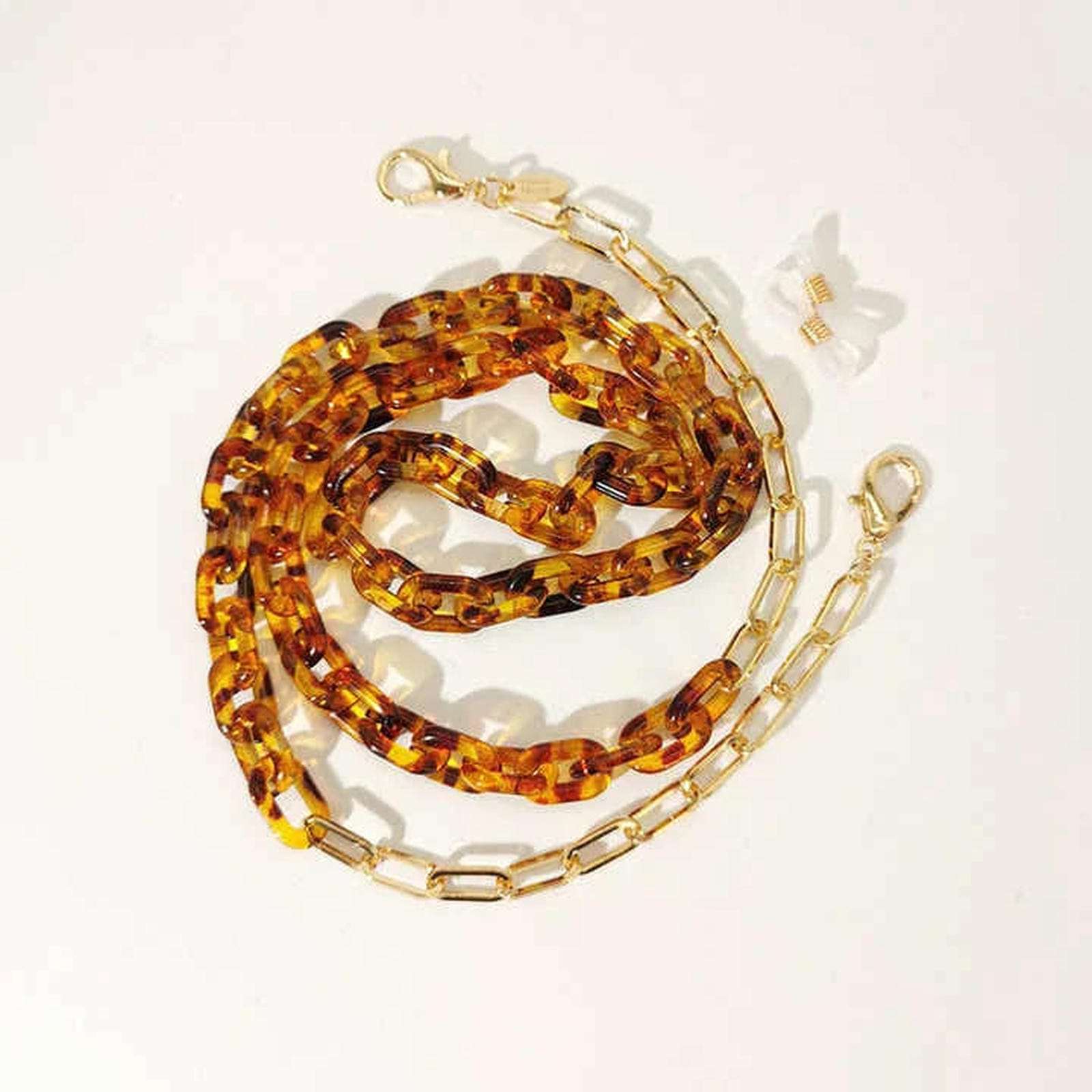 Tortoiseshell and gold glasses chain Links + Chains - ministry of sight