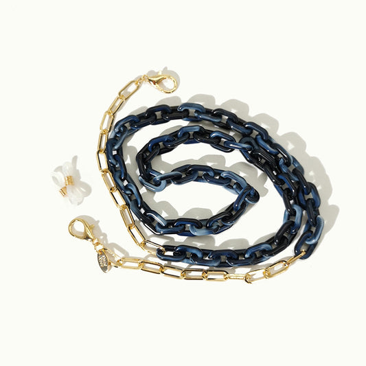 Navy and gold links and chains cool lightweight and fun accessory for reading glasses Australia online 
