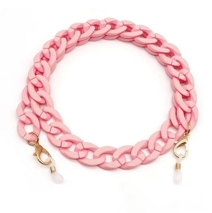 Rose pink cool lightweight and fun chunky chain accessory for reading glasses Australia online