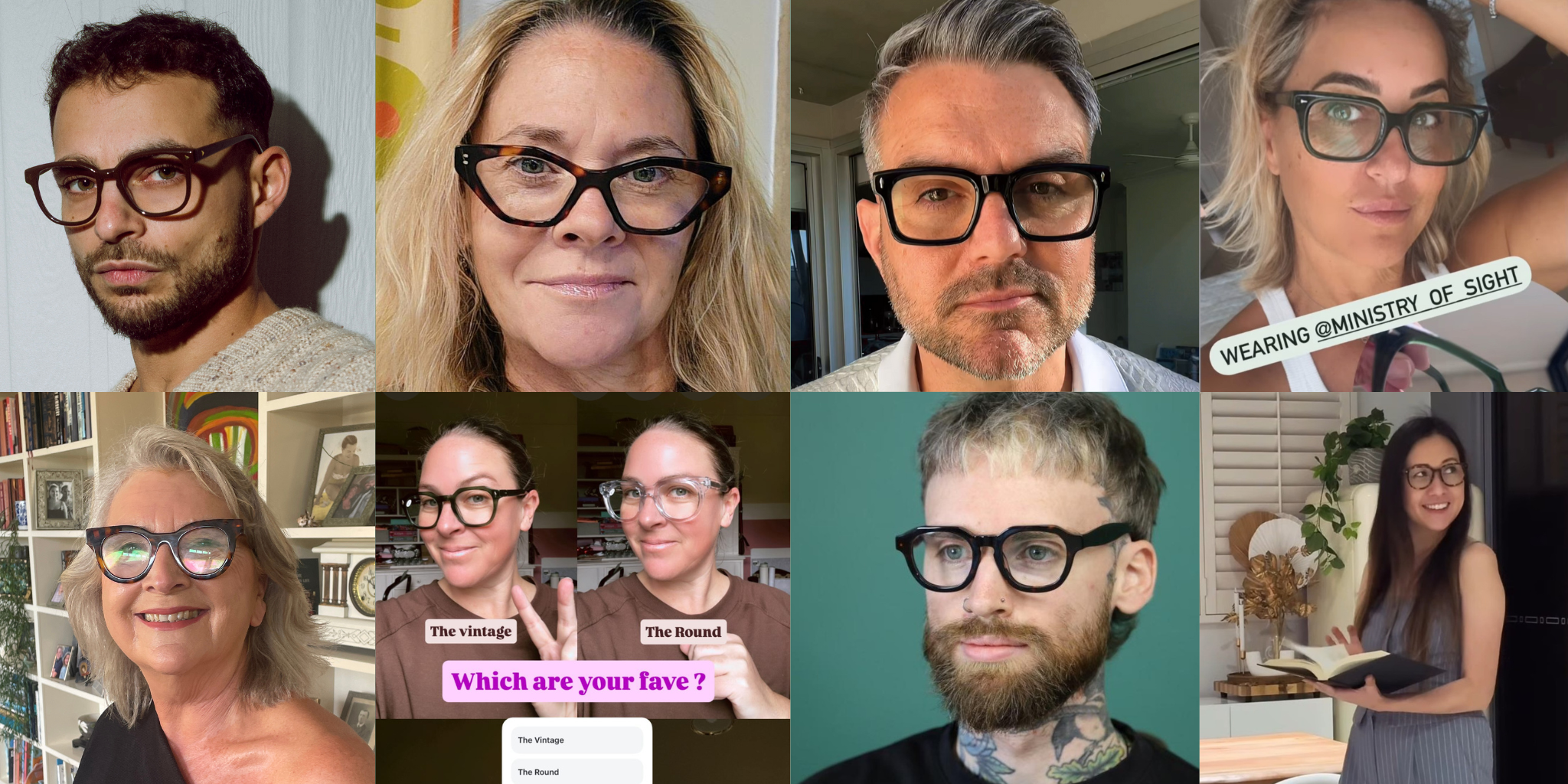 Stylish Australian men and women wearing Ministry of Sight reading glasses