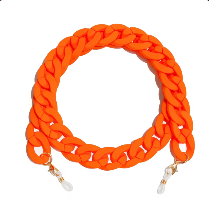 Highlighter orange cool lightweight and fun chunky chain accessory for reading glasses Australia online
