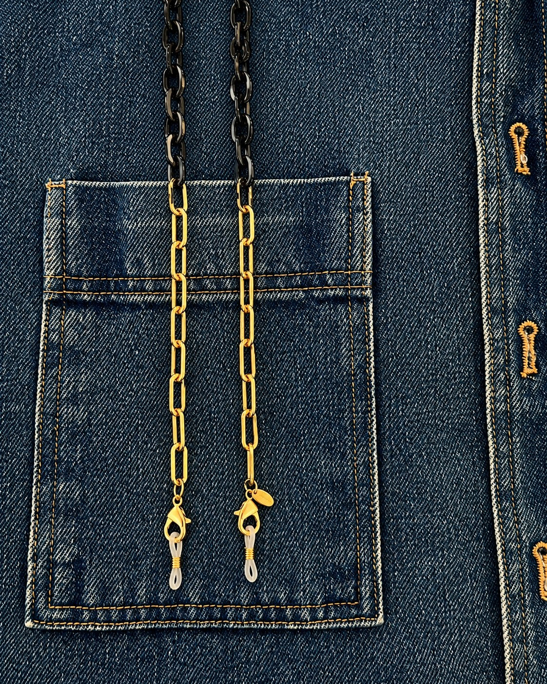 Navy and gold glasses chain - Ministry of Sight. Keep your readers close. Looks like jewellery.