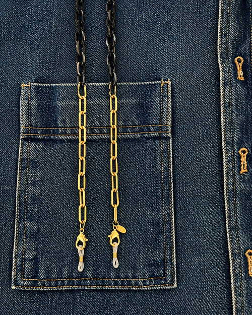 Navy and gold glasses chain - Ministry of Sight. Keep your readers close. Looks like jewellery.