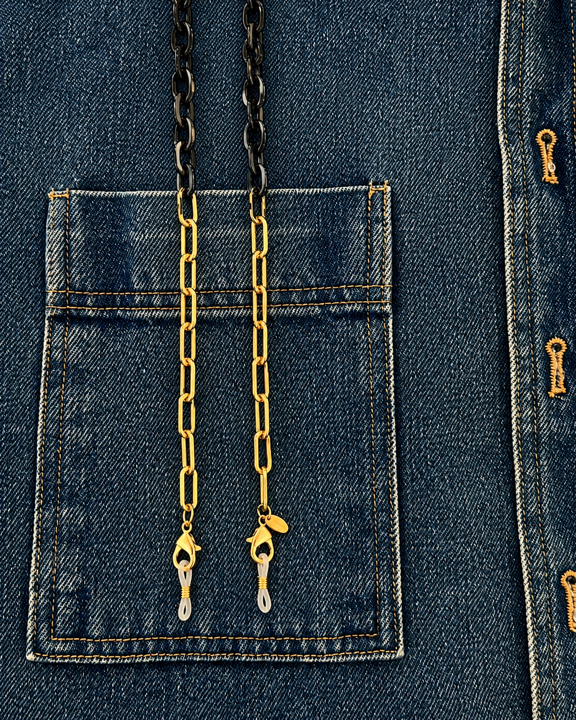 Navy and gold glasses chain - Ministry of Sight. Keep your readers close. Looks like jewellery.