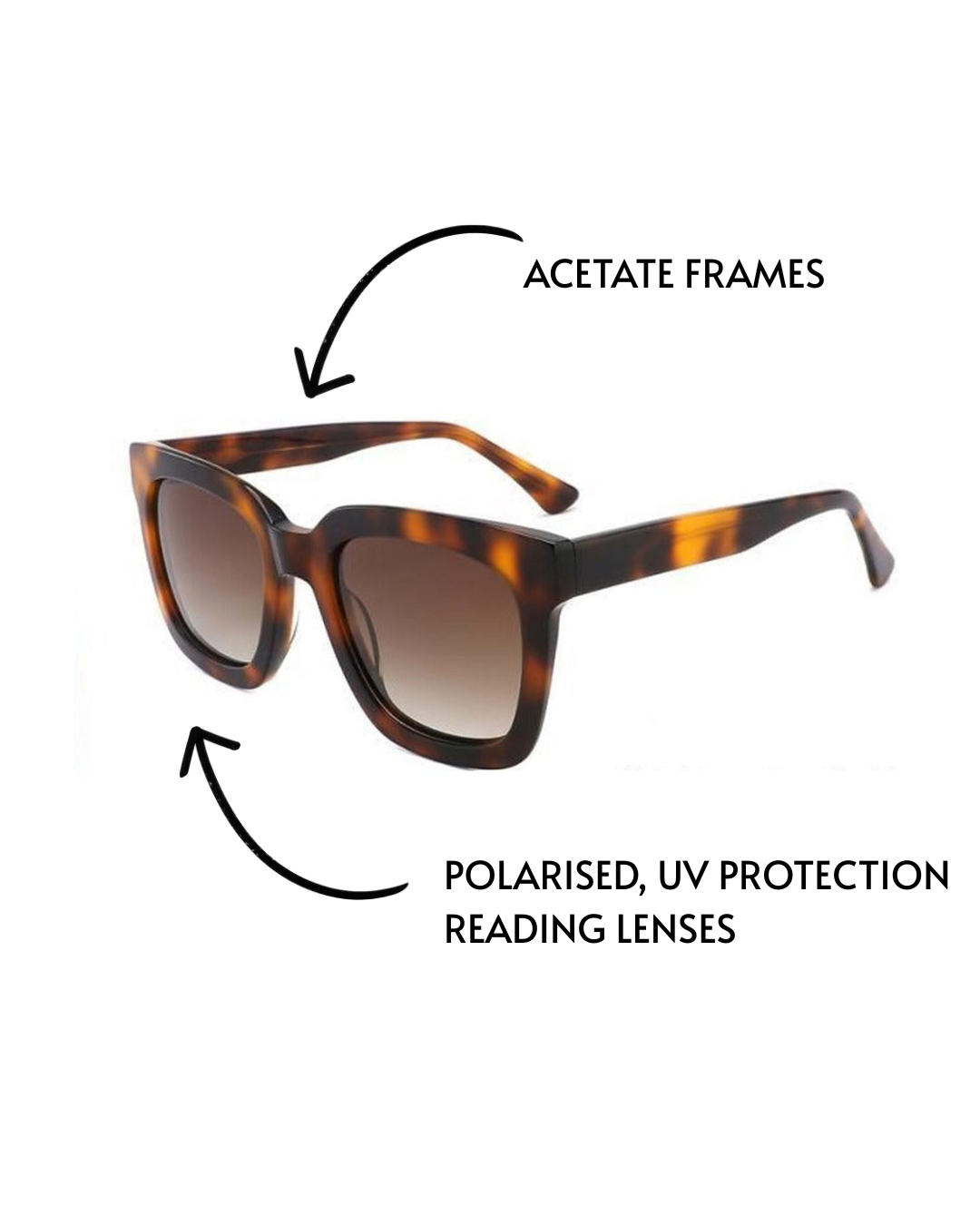 High quality oversized Sun Readers with progressive lenses with UV protection with tortoiseshell frame and gradient lenses - Ministry of Sight