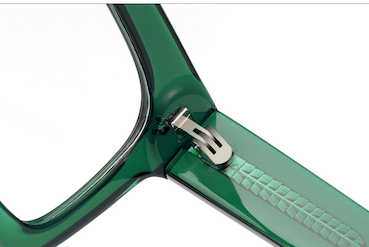 The Standards rectangle shaped frame cool reading glasses online Australia in green for men and women hinge detail