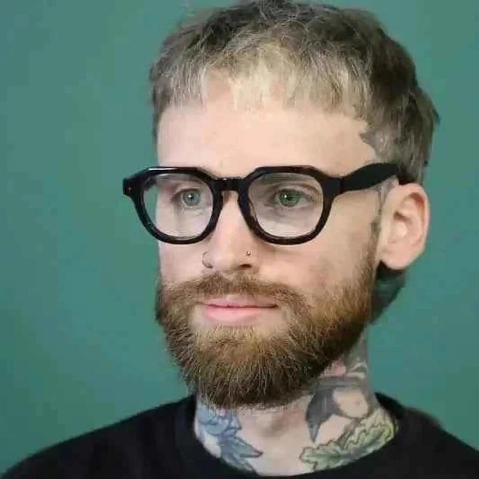The Flat Top bearded and tattooed man wearing tortoiseshell flat top readers - ministry of sight reading glasses