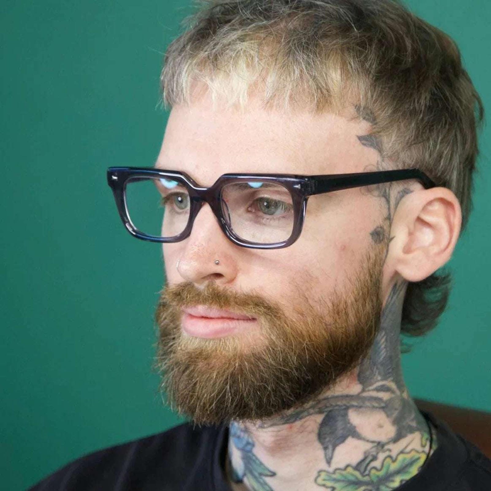 The Normals - ministry of sight - Australian man with tattoos and beard wearing grey readers
