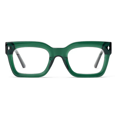 The Standards rectangle shaped reading glasses in green for men and women