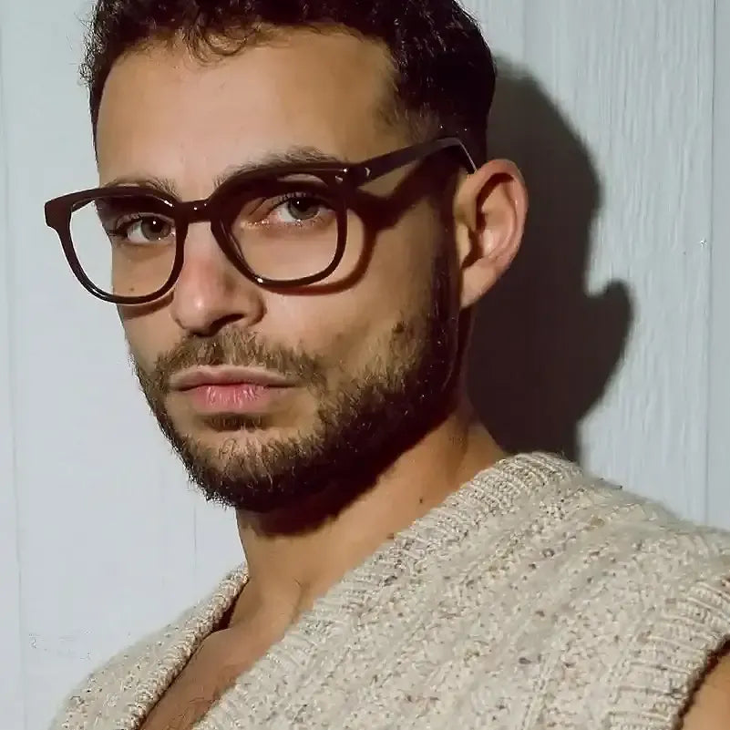 Australian man wearing stylish brown round readers - The Mod reading glasses - Ministry of Sight