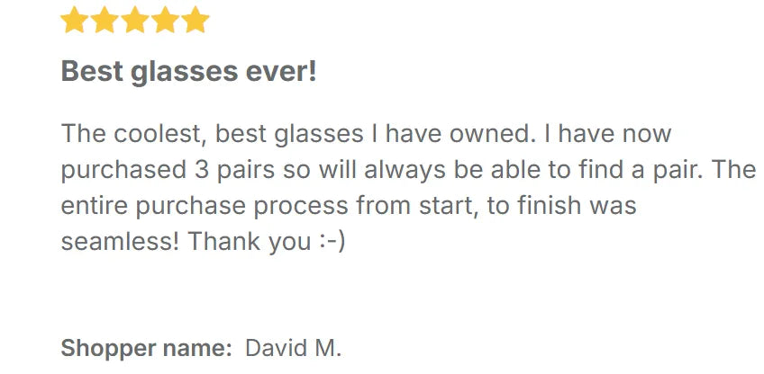 Five-star review for Ministry of Sight reading glasses